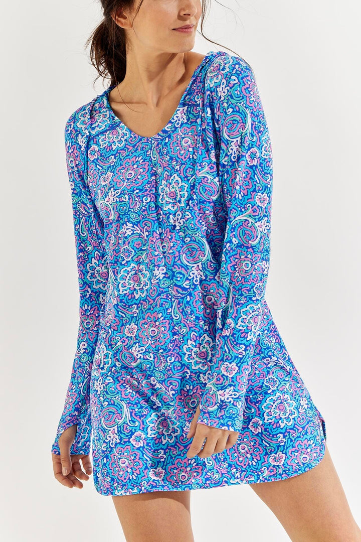 Women's Seacoast Swim Cover-Up Dress | Blue Multicolor Spring Floral