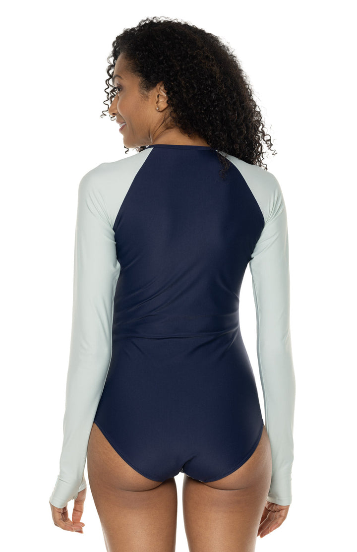 Women's Escalante Long Sleeve Swimsuit | Navy Gulf Stream Stripe