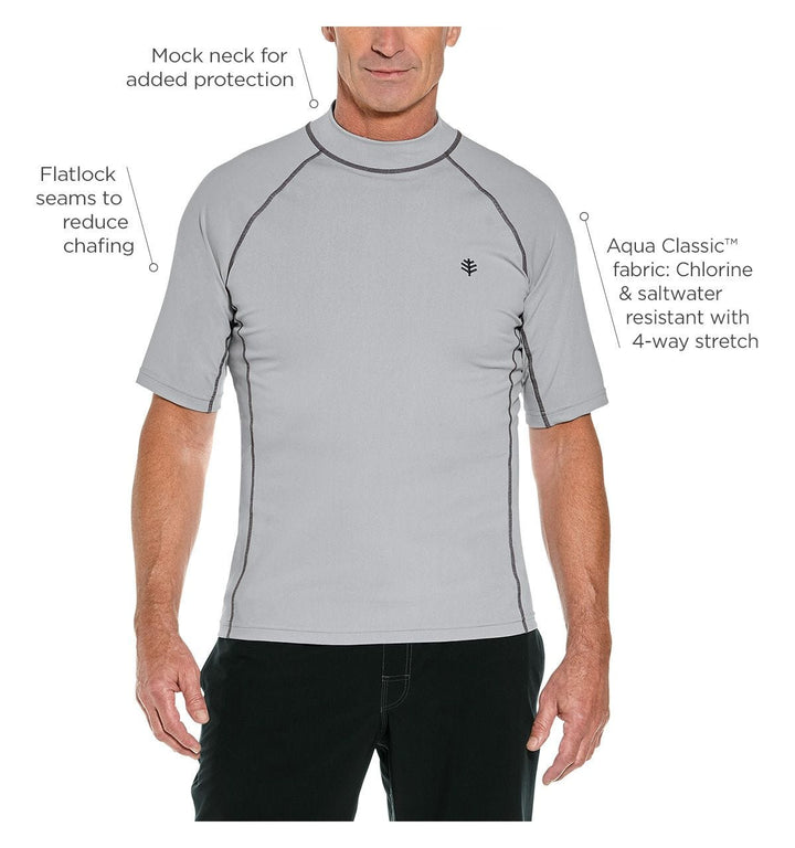 Tesuwel Mens Rash Guard Long Sleeve Swim Shirts for Men UPF 50+ UV  Protection Compression Short Sleeve Water Shirts Quick Dry, 6-black-grey,  Medium