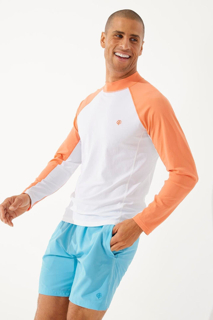 Men's Tulum Long Sleeve Surf Rash Guard | Soft Coral Colorblock