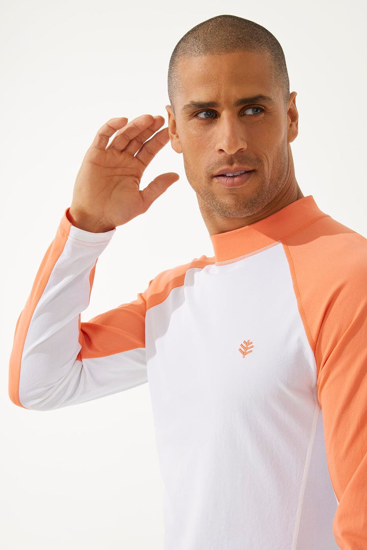 Men's Tulum Long Sleeve Surf Rash Guard | Soft Coral Colorblock