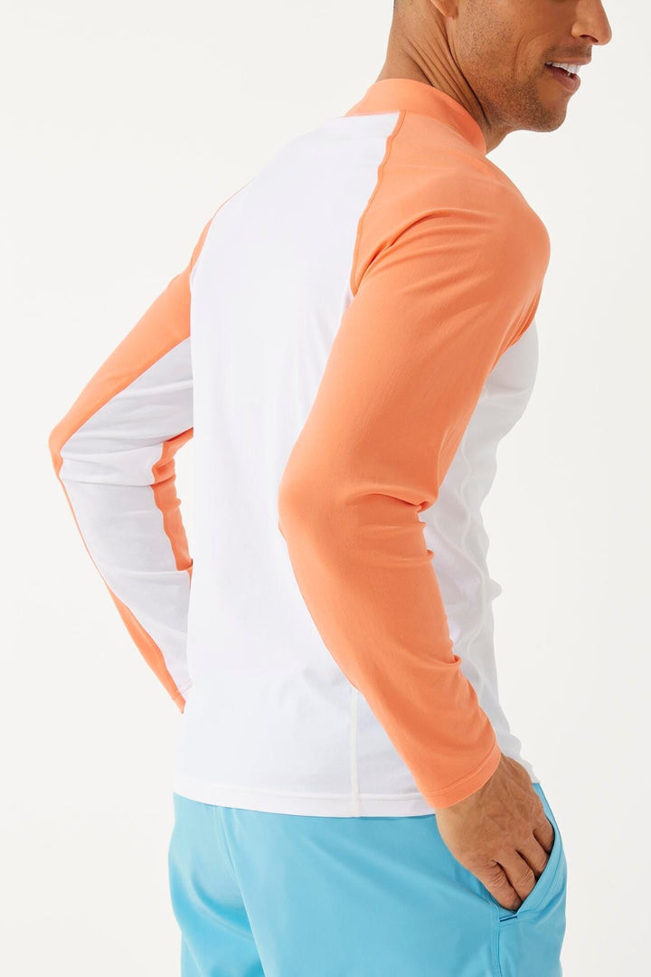 Men's Tulum Long Sleeve Surf Rash Guard | Soft Coral Colorblock