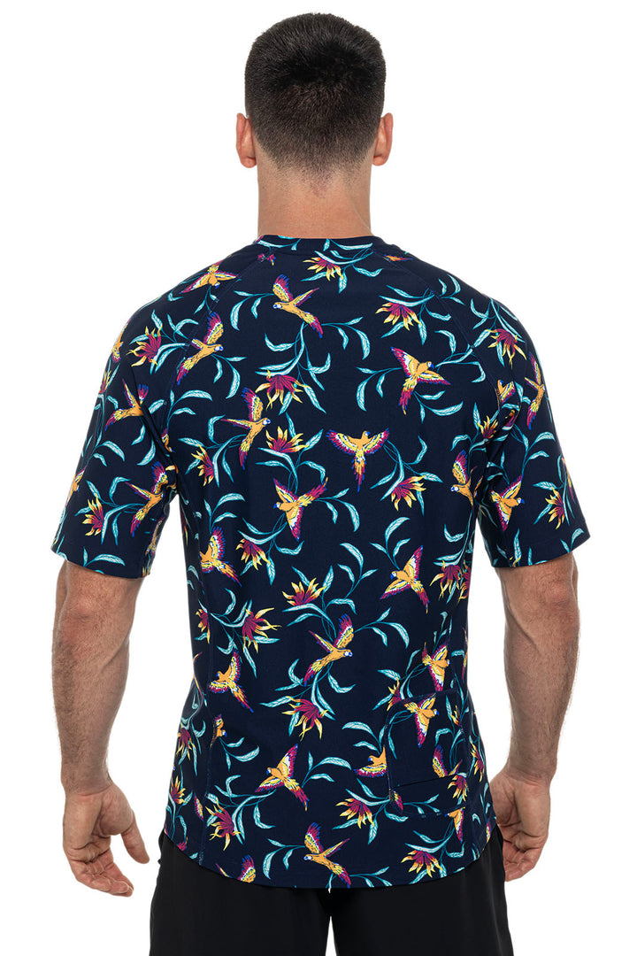 Men's Hightide Short Sleeve Swim Shirt | Navy Birds of Paradise