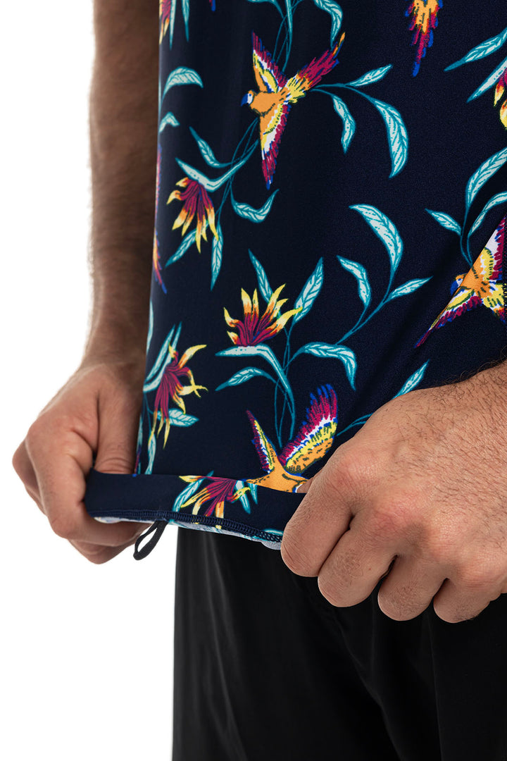 Men's Hightide Short Sleeve Swim Shirt | Navy Birds of Paradise