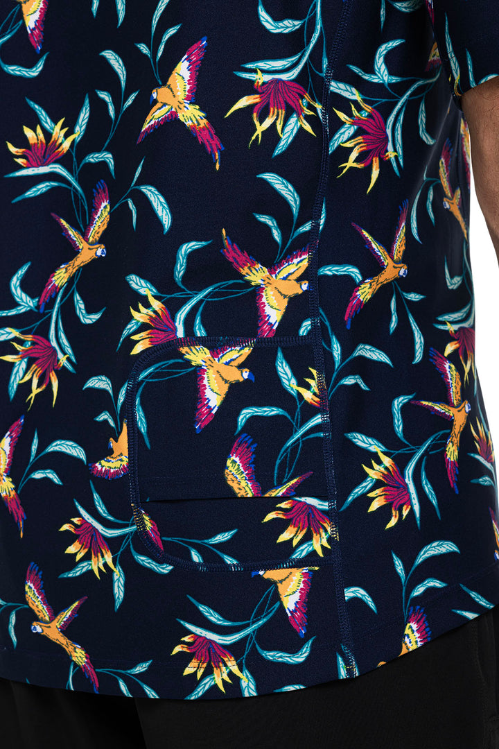 Men's Hightide Short Sleeve Swim Shirt | Navy Birds of Paradise