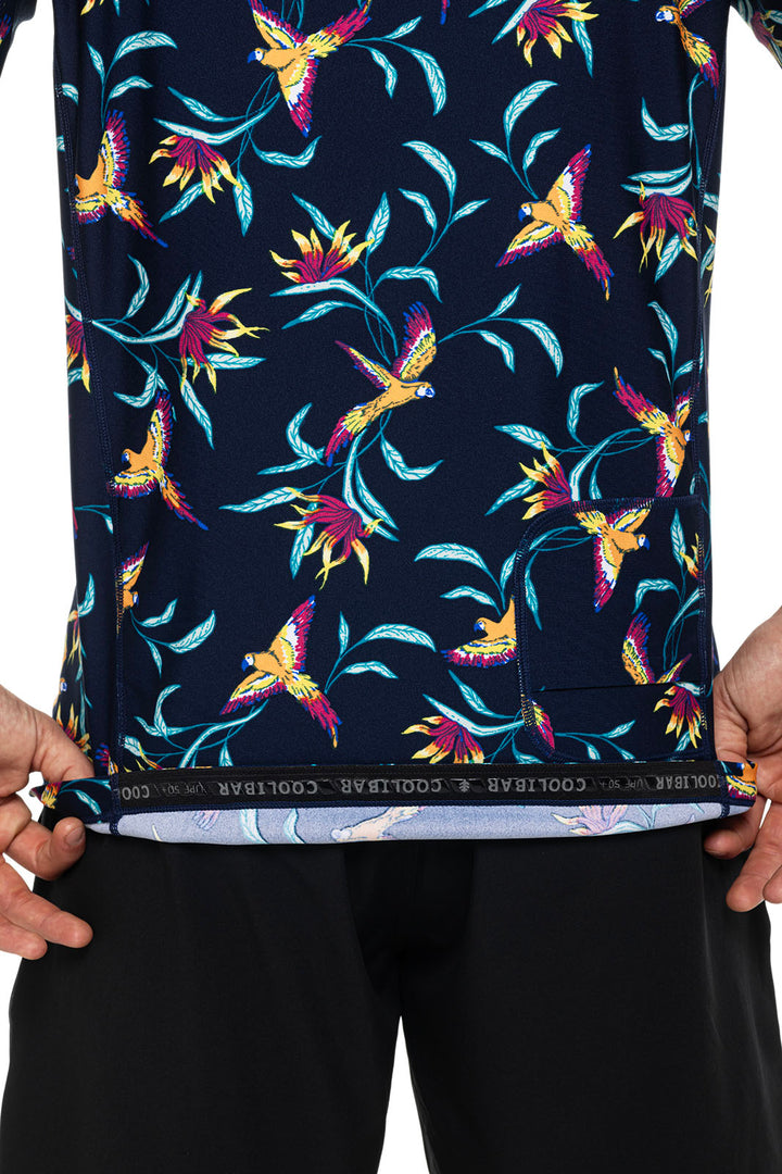 Men's Hightide Short Sleeve Swim Shirt | Navy Birds of Paradise