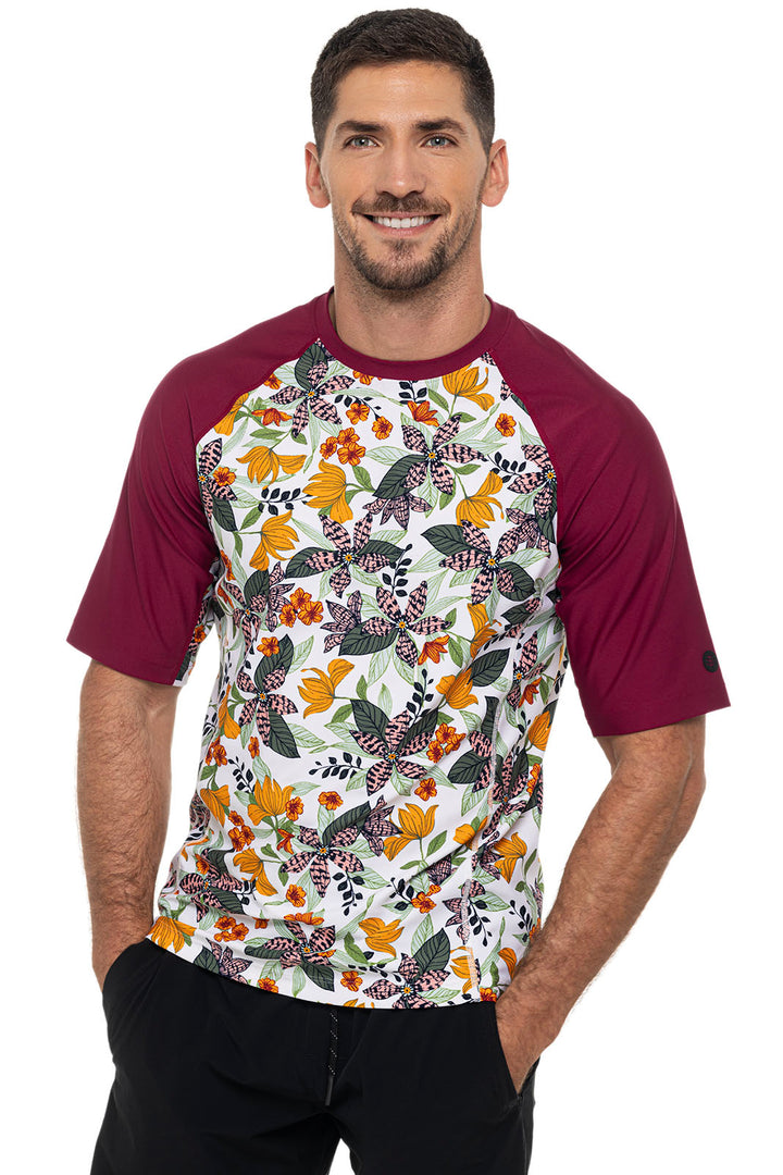 Men's Hightide Short Sleeve Swim Shirt | Apricot Crush Floral Paradise