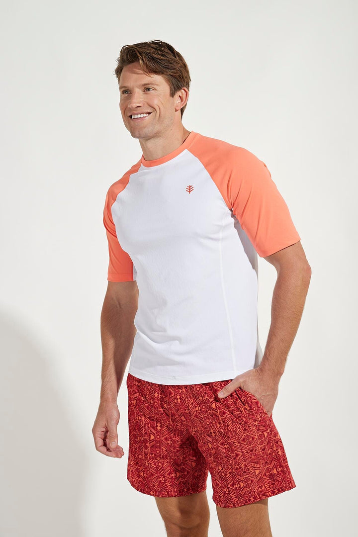 Men's Hightide Short Sleeve Swim Shirt | Soft Coral Colorblock