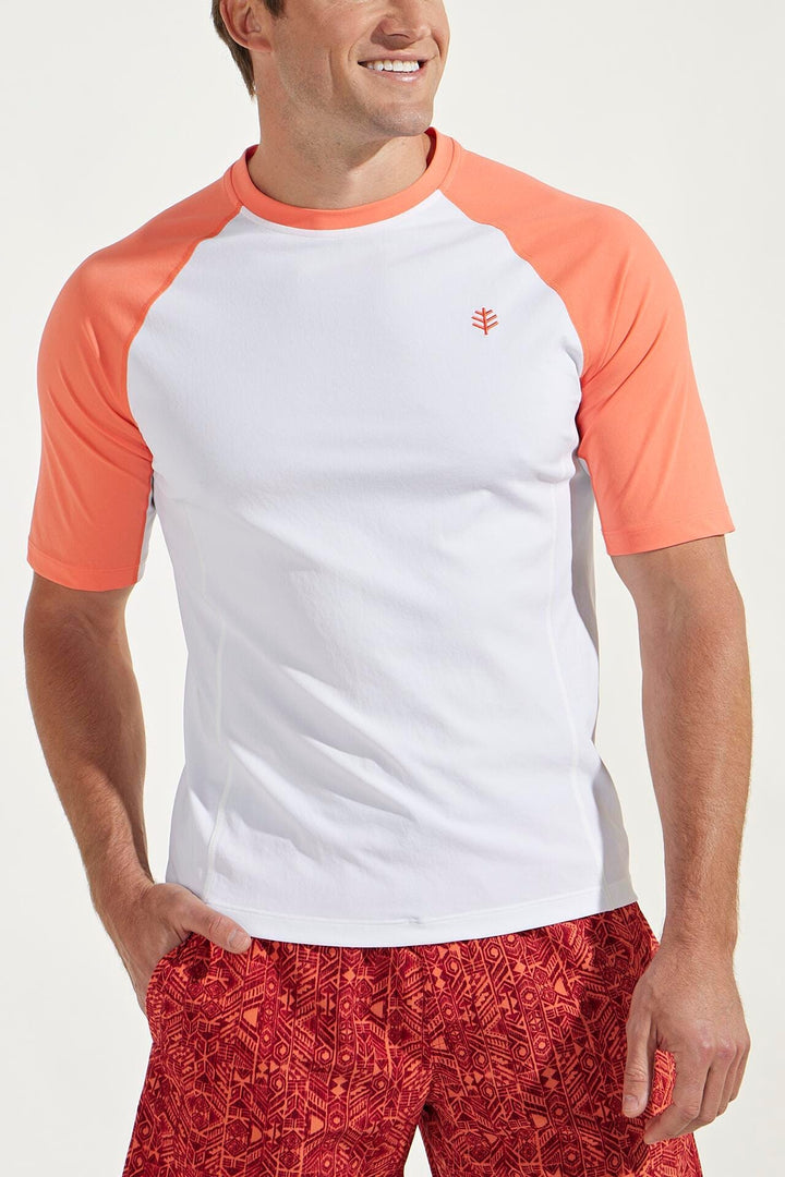 Men's Hightide Short Sleeve Swim Shirt | Soft Coral Colorblock