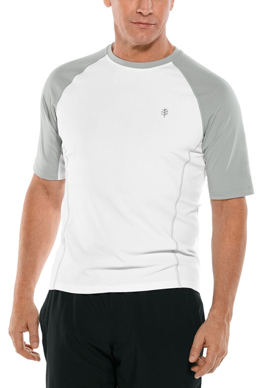 Coolibar Men's Hightide Short Sleeve Swim Shirt UPF 50+, White / L
