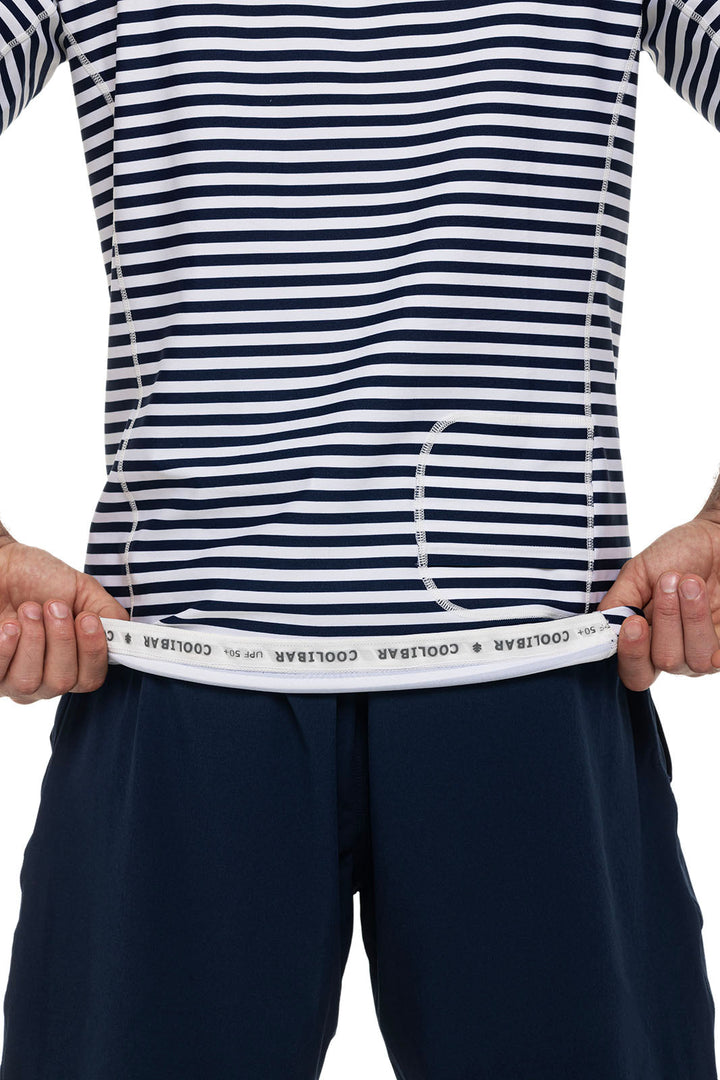 Men's Hightide Short Sleeve Swim Shirt | White/Navy Stripe