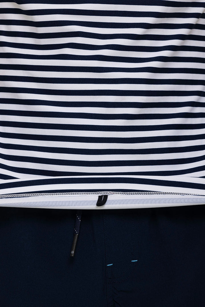 Men's Hightide Short Sleeve Swim Shirt | White/Navy Stripe