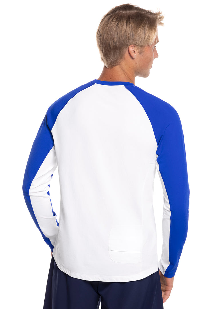 Men's Hightide Long Sleeve Swim Shirt | White/Cobalt Colorblock