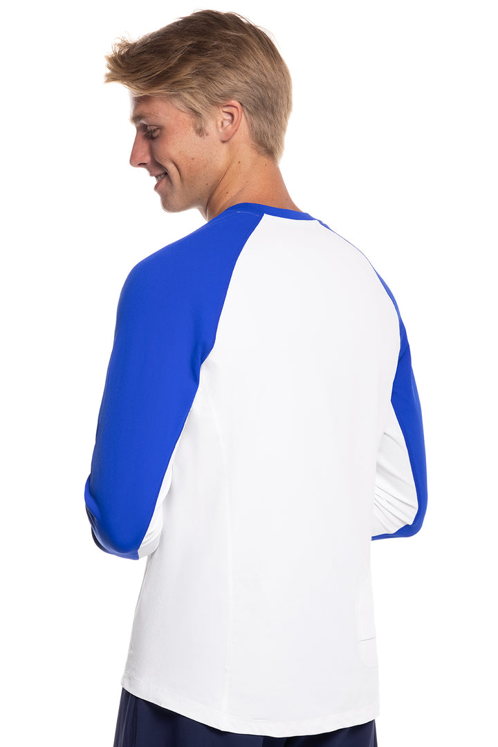 Men's Hightide Long Sleeve Swim Shirt | White/Cobalt Colorblock