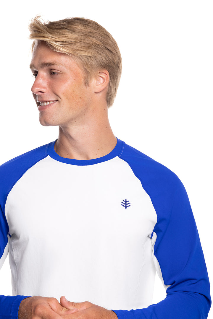 Men's Hightide Long Sleeve Swim Shirt | White/Cobalt Colorblock