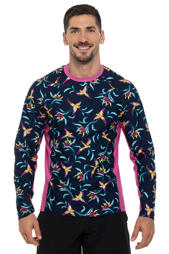 Men's Hightide Long Sleeve Swim Shirt | Navy Birds of Paradise