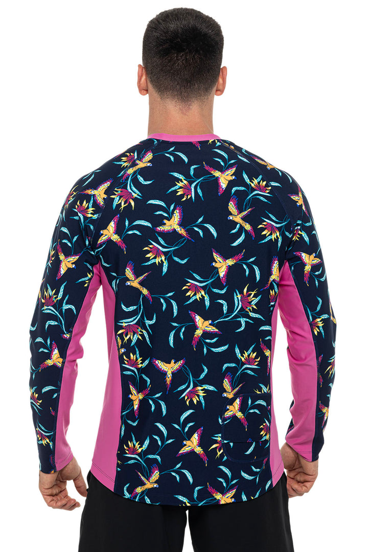 Men's Hightide Long Sleeve Swim Shirt | Navy Birds of Paradise