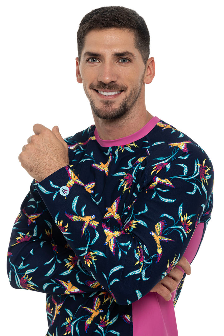 Men's Hightide Long Sleeve Swim Shirt | Navy Birds of Paradise