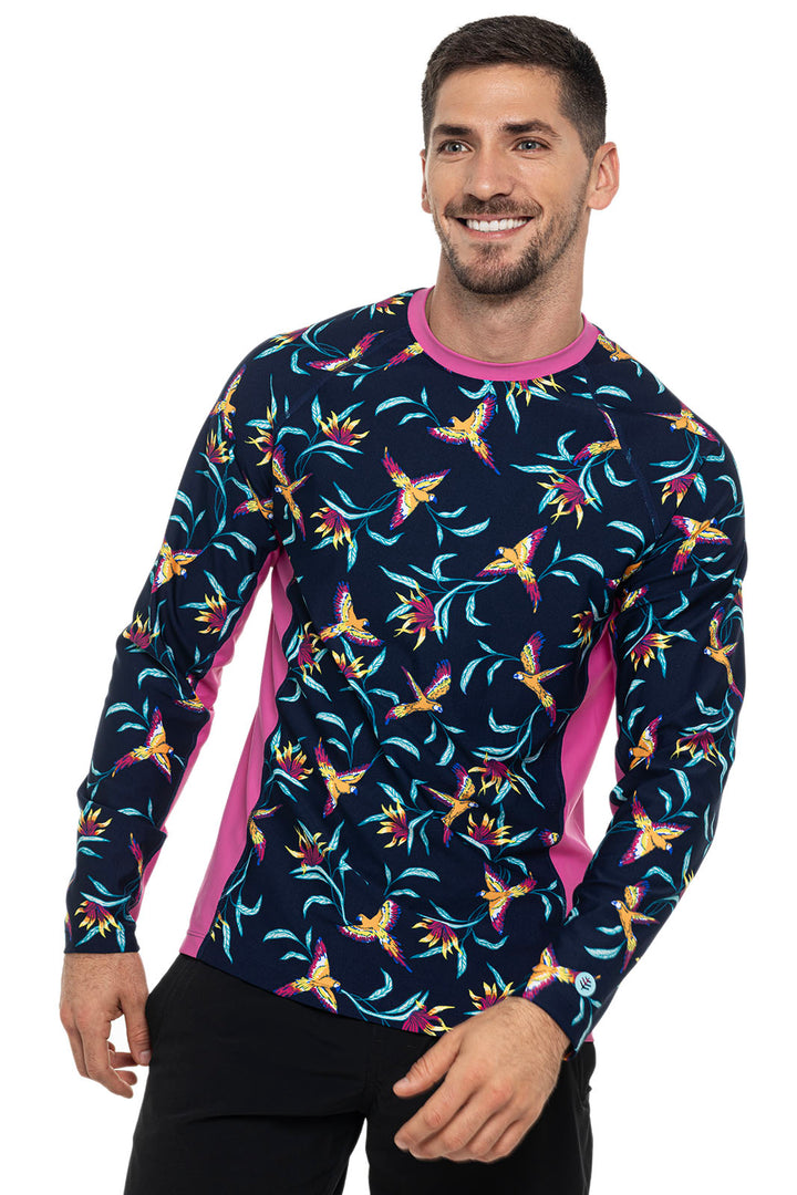 Men's Hightide Long Sleeve Swim Shirt | Navy Birds of Paradise