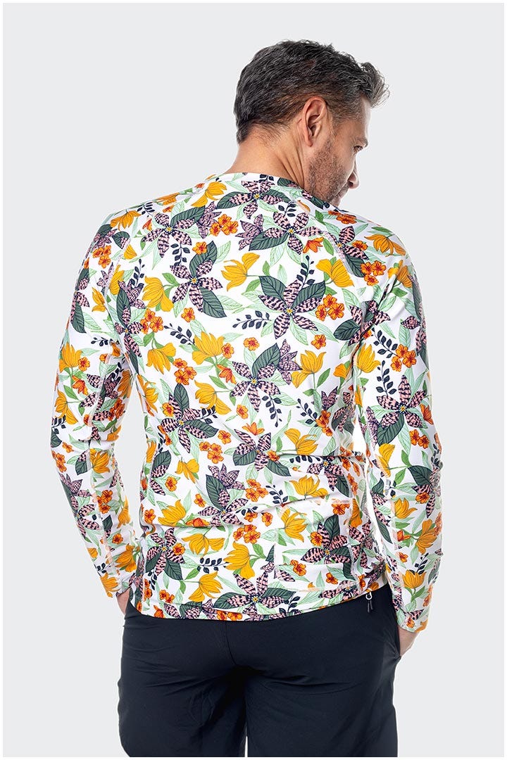 Men's Hightide Long Sleeve Swim Shirt | Apricot Crush Floral Paradise