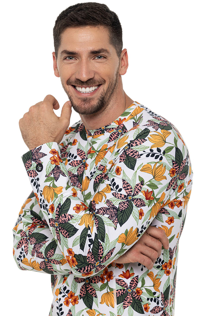 Men's Hightide Long Sleeve Swim Shirt | Apricot Crush Floral Paradise