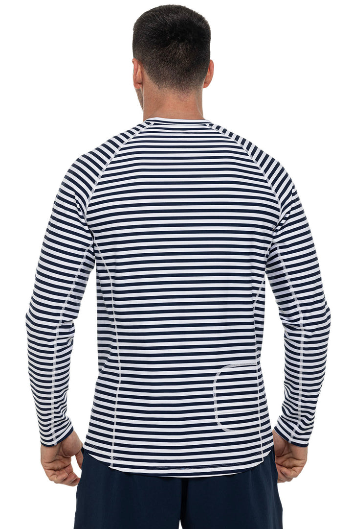 Men's Hightide Long Sleeve Swim Shirt | White/Navy Stripe