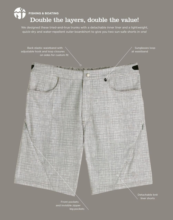 Men's Calasa Tech Swim Trunks | Light Grey/White Crosshatch