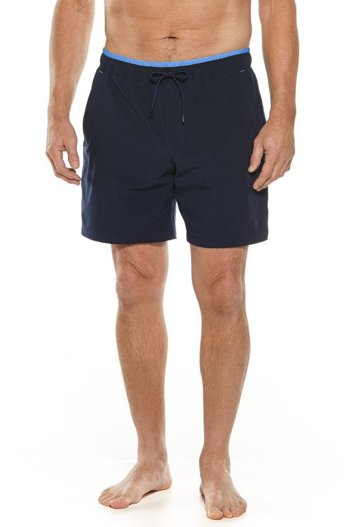 Men's Kahuna Swimming Shorts | Navy Surf Blue Piping