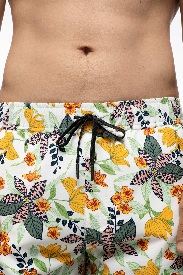 Men's Kahuna Swimming Shorts | Apricot Crush Floral Paradise