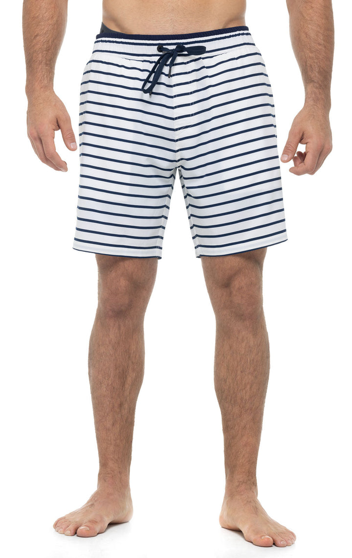 Men's Kahuna Swimming Shorts | White/Navy Stripe