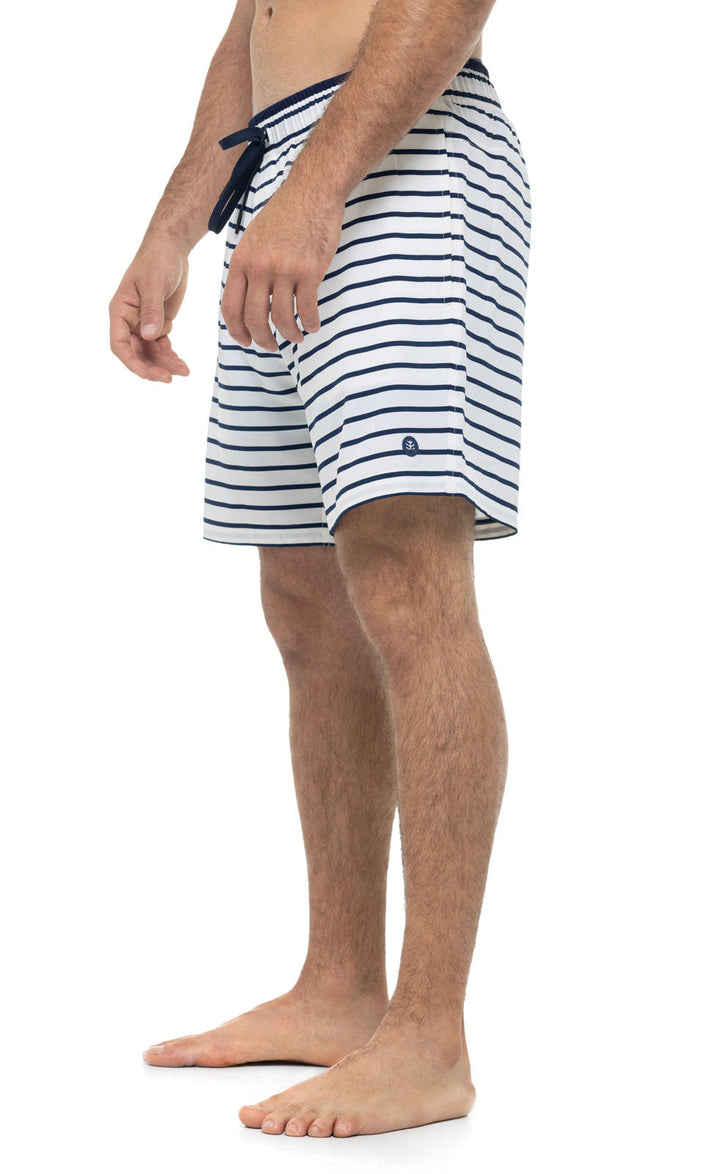 Men's Kahuna Swimming Shorts | White/Navy Stripe