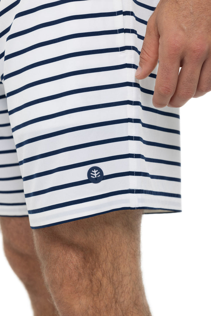 Men's Kahuna Swimming Shorts | White/Navy Stripe