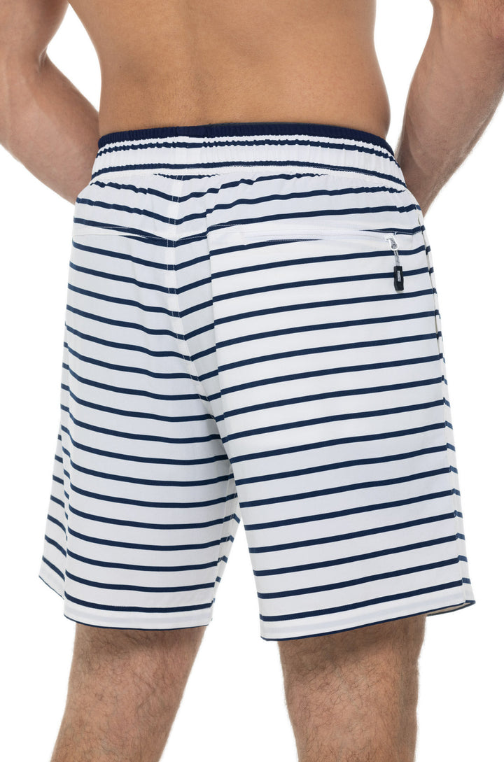 Men's Kahuna Swimming Shorts | White/Navy Stripe