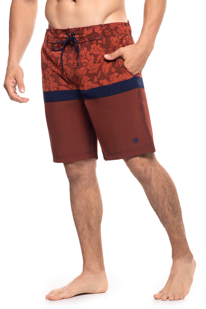 Men's Island Swim Trunks | Terracotta Vintage Tropical Stripe