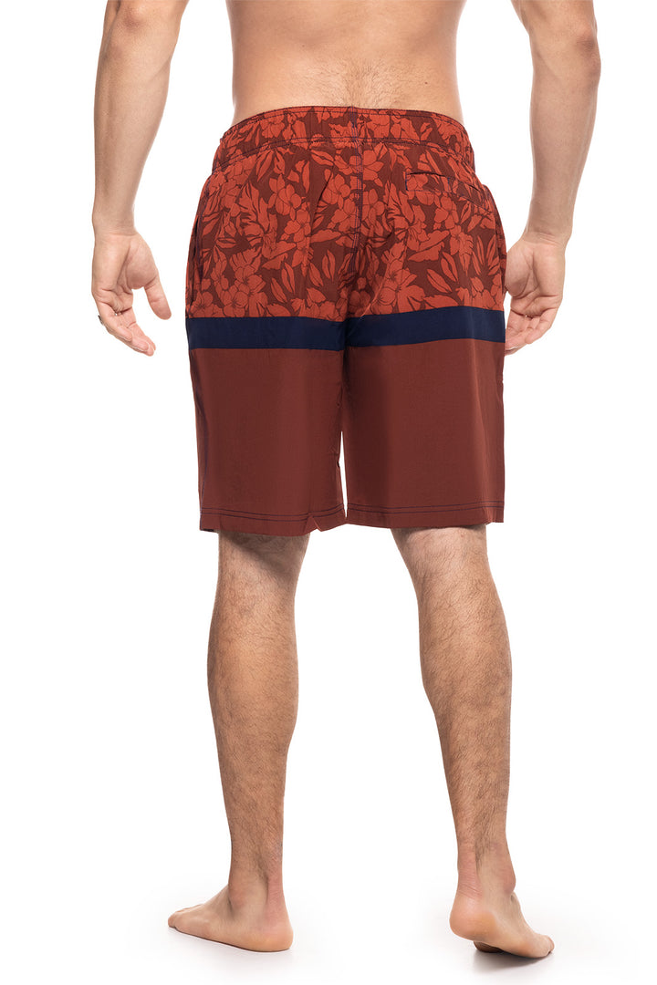 Men's Island Swim Trunks | Terracotta Vintage Tropical Stripe