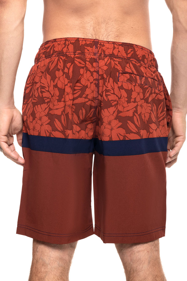 Men's Island Swim Trunks | Terracotta Vintage Tropical Stripe