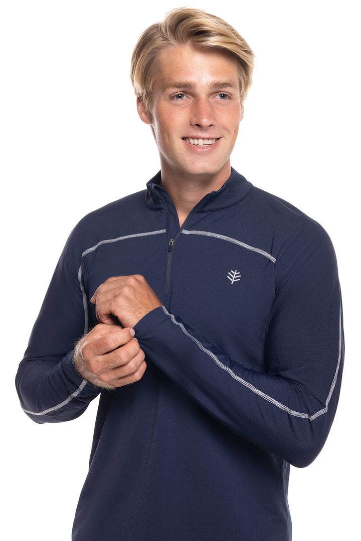 Men's Nocona Zip Rash Guard | Navy