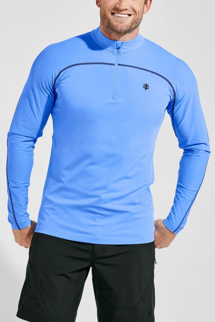 Men's Nocona Zip Rash Guard | Surf Blue