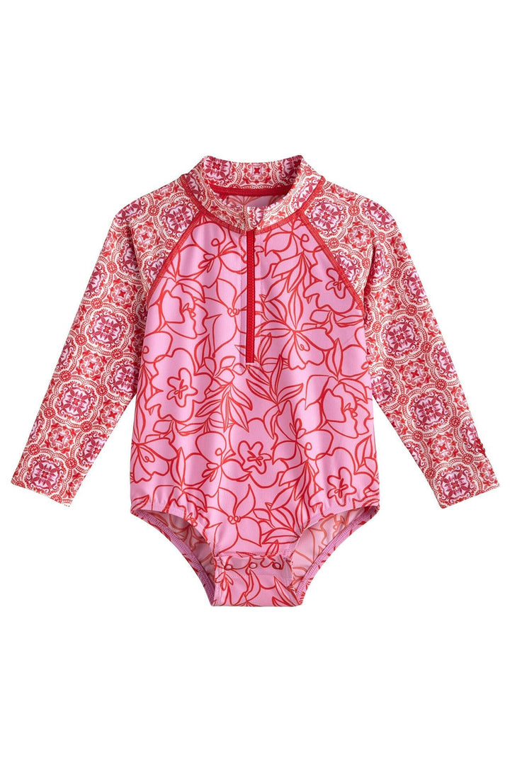 Baby Wave One-Piece Swimsuit | Tropical Orchid Sketched Floral