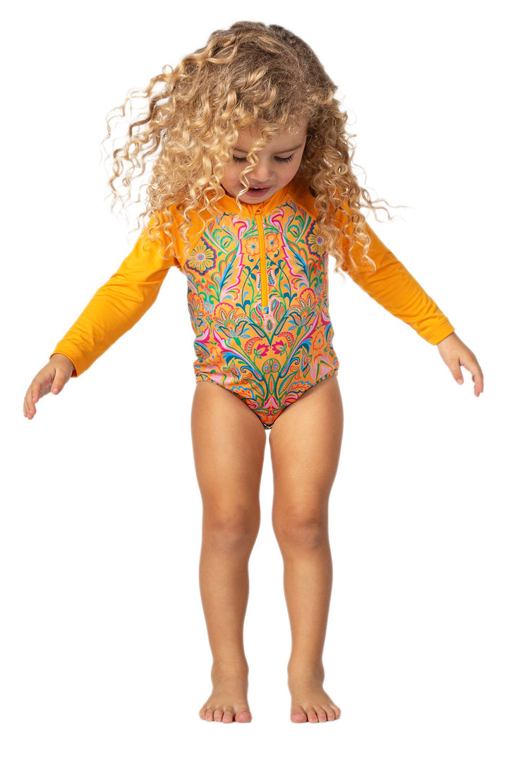 Baby Wave One-Piece Swimsuit | Apricot Crush MOSAIC GARDEN