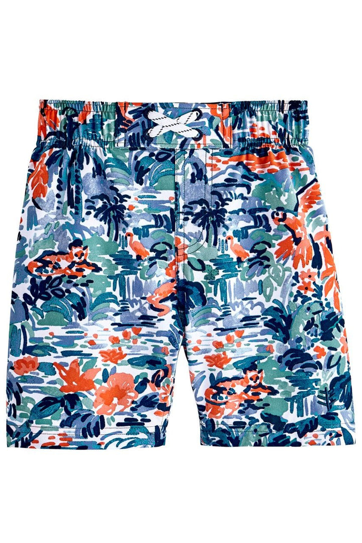 Baby Island Swim Trunks | Blue Multicolor Painted Rainforest