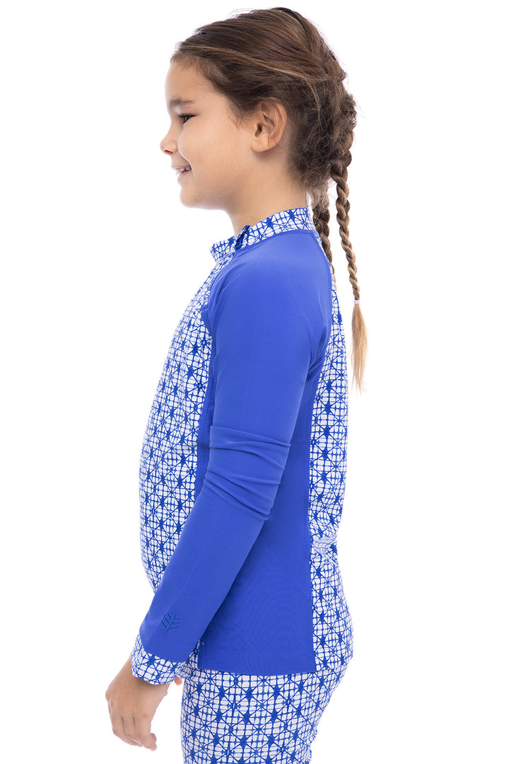 Kid's Wavechaser Zippy Rash Guard | Sailor Diamond Shibori