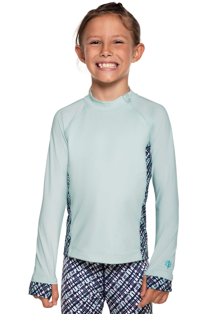 Kid's Wavechaser Zippy Rash Guard | Misty Aqua Colorblock