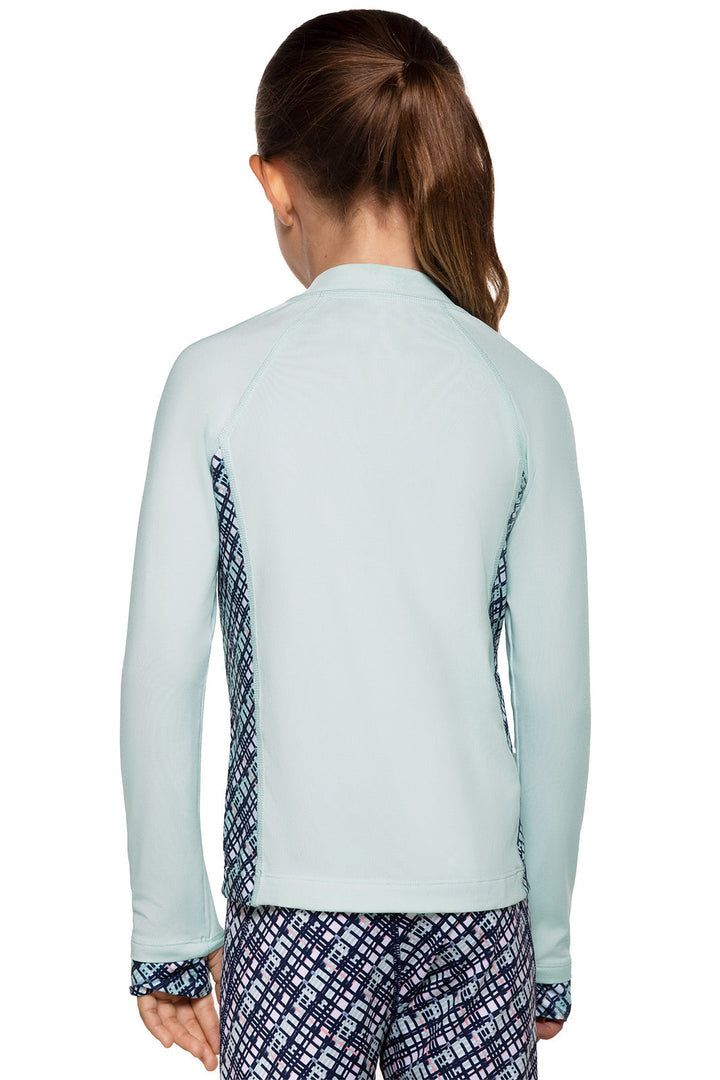 Kid's Wavechaser Zippy Rash Guard | Misty Aqua Colorblock