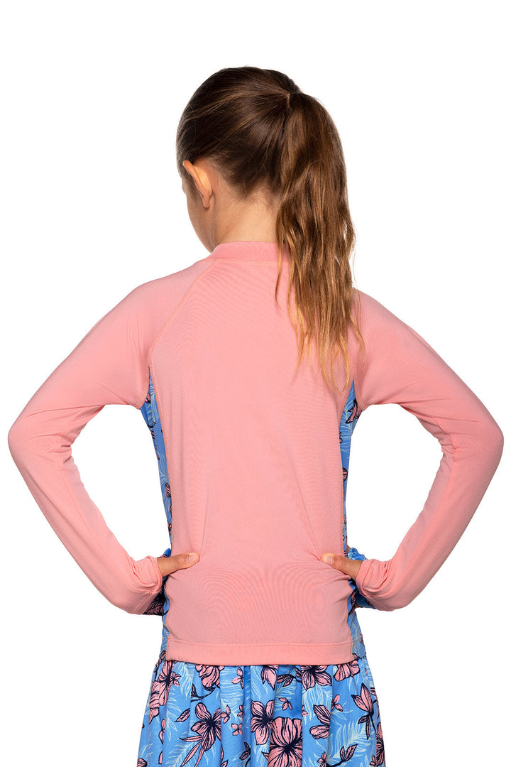 Kid's Wavechaser Zippy Rash Guard | Peachy Pink Colorblock