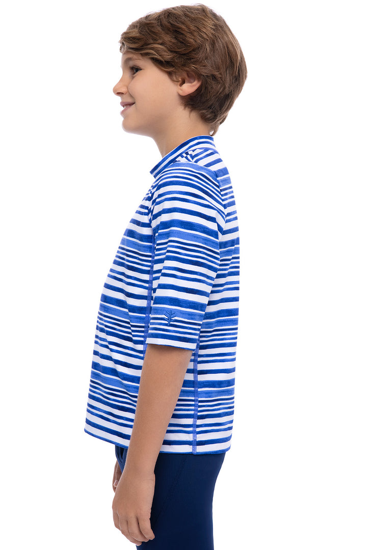 Kid's Sandshark Short Sleeve Surf Shirt | Sailor Watercolor Stripe