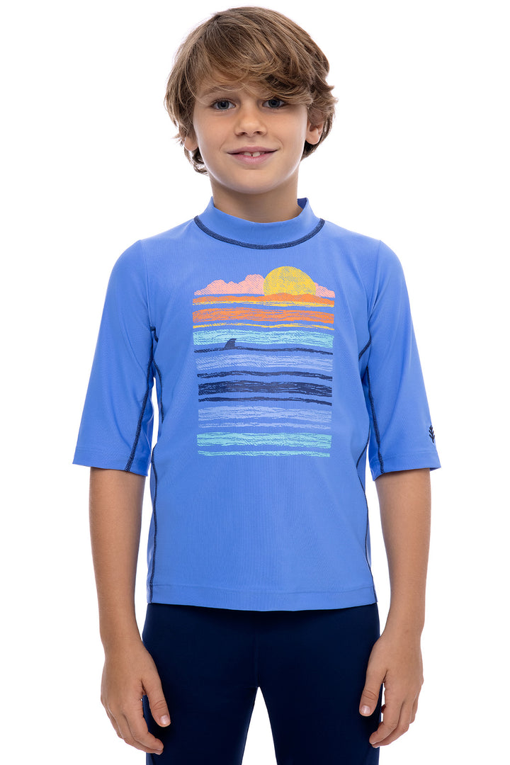 Kid's Sandshark Short Sleeve Surf Shirt | Aura Blue