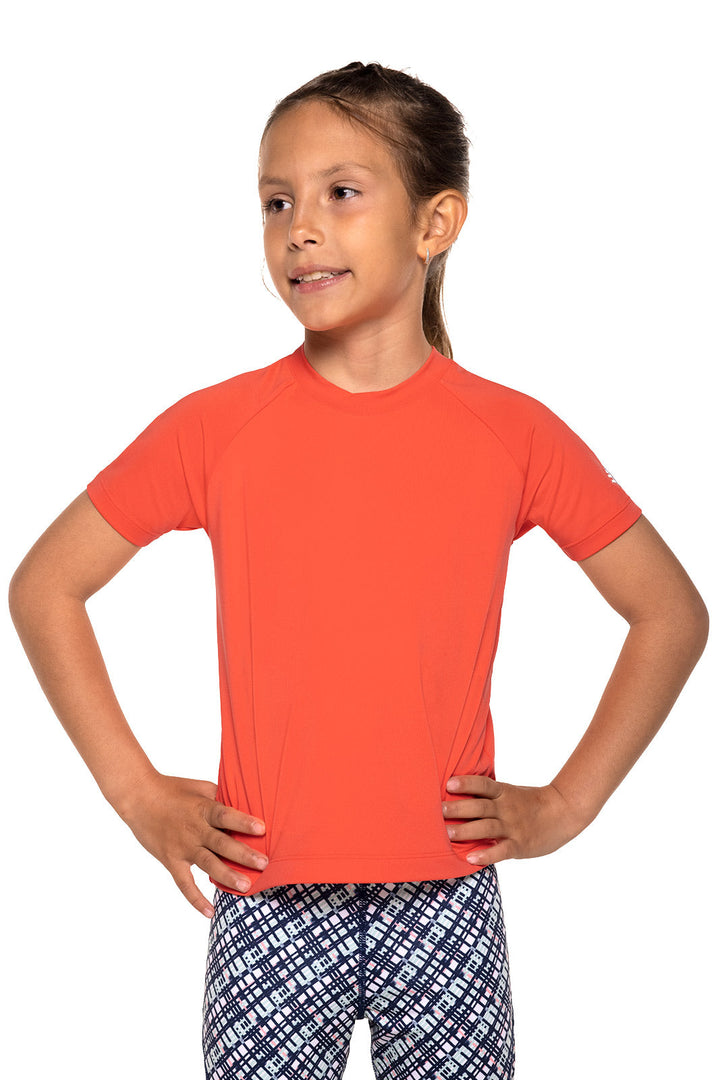 Kid's Sandshark Short Sleeve Surf Shirt | Vivid Coral