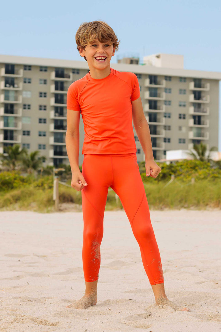 Kid's Wave Swim Tights | Vivid Coral