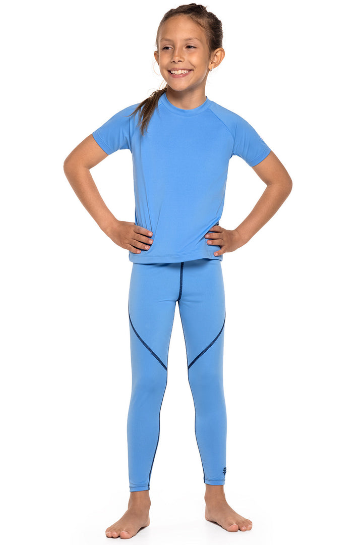 Kid's Wave Swim Tights | Clear Sky Blue